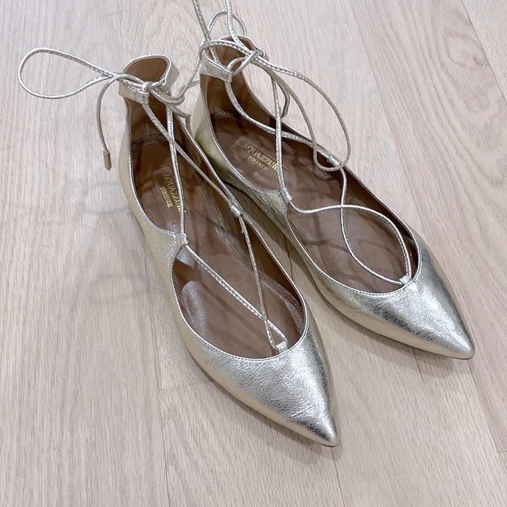 Aquazzura “Christy” flats Gold sz 36